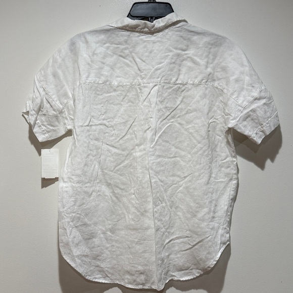 NWOT Frank & Eileen Linen Rose Button Up Shirt XS White Lightweight Coastal - Picture 9 of 11